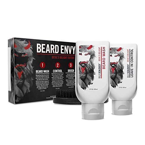Billy Jealousy Devil's Delight Beard Envy Facial Hair Refining Kit with Beard Wash Facial Hair Control and Boar Bristle Brush for Clean, Hydrated