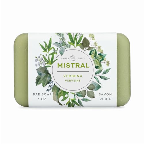 Mistral Classic French Bar Soap, Verbena, 7 oz - Triple-Milled Luxury Natural Soap with Organic Shea Butter & Olive Oil | Long-Lasting Moisturizing Beauty & Personal Care Mistral