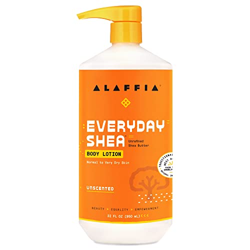 Alaffia EveryDay Shea Body Lotion - Normal to Very Dry Skin, Moisturizing Support for Hydrated, Soft, and Supple Skin with Shea Butter and Lemongrass