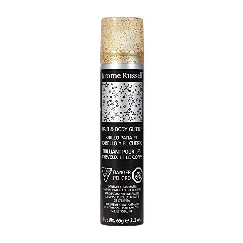 Jerome Russell Temporary Hair and Body Glitter Color Spray, Travel Spray, Lightweight, Adds Sparkly Shimmery Glow, Perfect to use On Hair, Skin, or