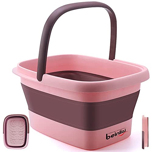 Foot Bath Collapsible Foot Soak Tub,Beinilai Collapsible Foot Bath Basin,Multifunction Plastic Basin with Handles,Foot Tub for Soaking Feet-Pink Beauty and Personal Care Beinilai Default Title