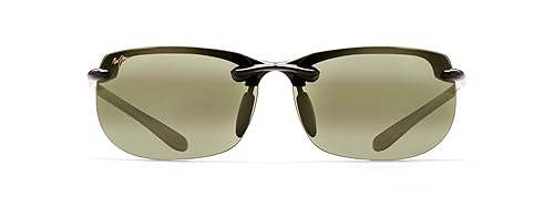 Maui Jim Men's and Women's Banyans Polarized Rimless Sunglasses, Gloss Black/Maui HT™, Large