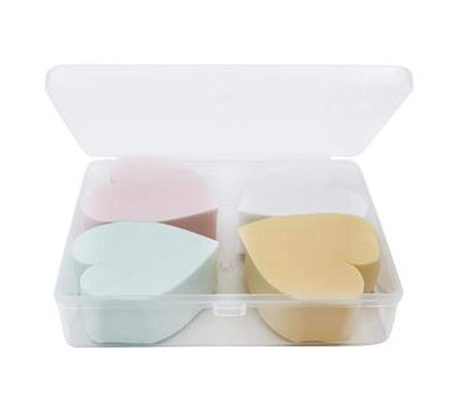 4PCS Heart-shaped Beauty Makeup Sponge Facial Foundation Liquid Powder Dry and Wet Use Blender Puff Cosmetics Blush Applicators With Storage Box Beauty & Personal Care SYBL