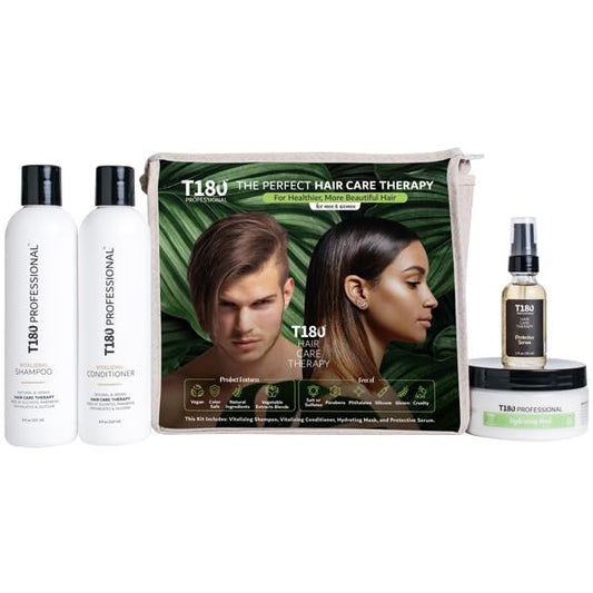 T180 Hair Care Therapy Hair Repair Treatment for Damaged Hair - 4-Piece, 8 oz Kit Treatment Consisting of Vitalizing Shampoo and Conditioner, Hair