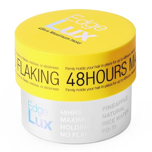 Lux Collection Edge Control Gel for 4C Hair - 48 Hour Maximum Hold Edge Control, Edge Lux with Castor Oil, Keratin & Biotin, Non-Flaking Styling Gel