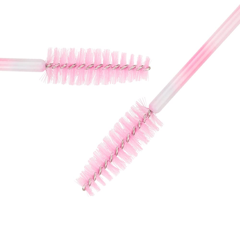 300 Pack Mascara Wands Disposable Eyelash Brush Spoolie Brush for Eyelash Extensions Lash Applicators Tool Kit, Pink