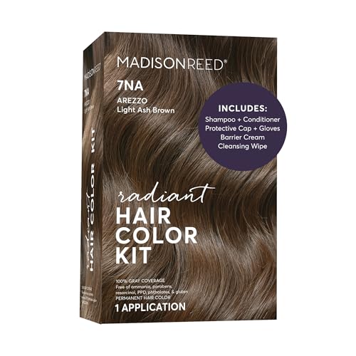 Madison Reed Radiant Hair Color Kit - 7NA Light Ash Brown with Cool Smoky Undertones (Arezzo Brown), Permanent Hair Dye, Superior Gray Coverage