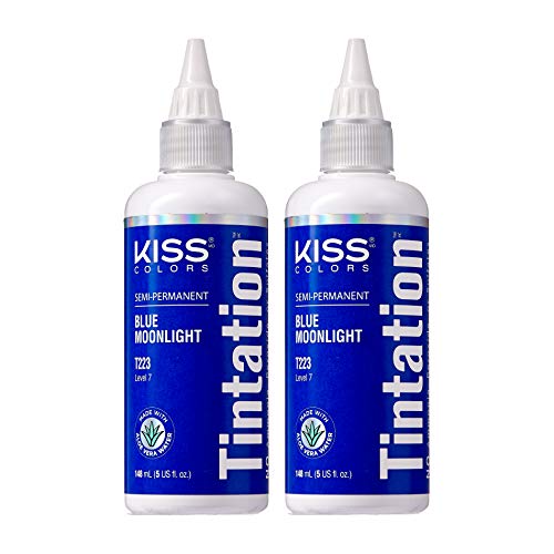 Red by Kiss Tintation Semi-Permanent Hair Color, Aloe Vera Water Based, Argan Oil, Olive Oil, Collagen & Keratin, Long-Lasting Color Dye (Blue
