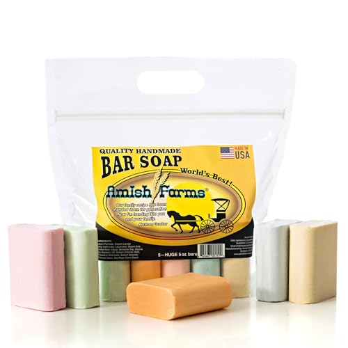 Amish Farms Soap Bar w/ All Natural Bentonite Clay | Made in USA, Vegan Moisturizing for Sensitive Skin | Women & Mens Face & Body Bar Bath Soap