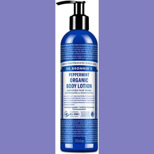 Dr Bronner's Organic Peppermint Hand and Body Lotion, Made with Organic Oils, Used for Face and Body, Certified Fair Trade & Vegan Friendly, 236ml Beauty & Personal Care Dr. Bronner's