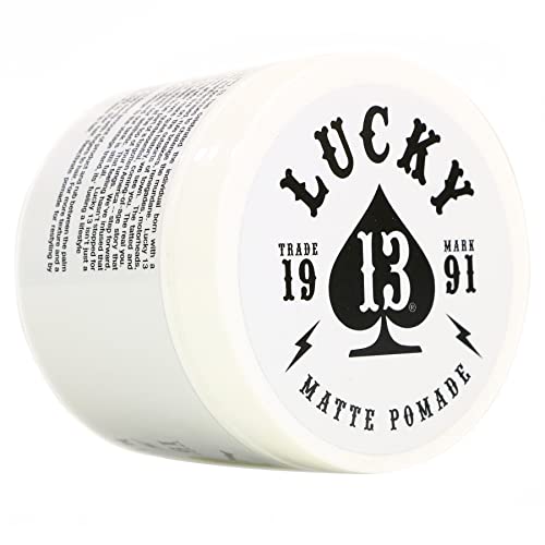 Lucky 13 Barber Supplies Matte Hair Pomade | Water-Based | High Hold | Matte Finish | Tobacco Vanilla Scent, 4oz