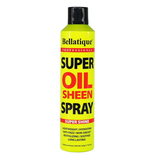 BELLATIQUE Super Oil Sheen Spray (14.88 oz) - Super Shine. Lightweight, Hydrating, Anti-Frizz, Non-Greasy, Revitalizing, Soothes, Long Lasting, Deep