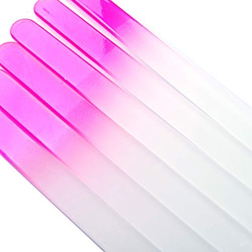 SIUSIO 40 Pack Professional Czech Crystal Glass Nail Files for Natural Nails Double Sided Etched Surface Files Gradient Rainbow Color for Acrylic Nail
