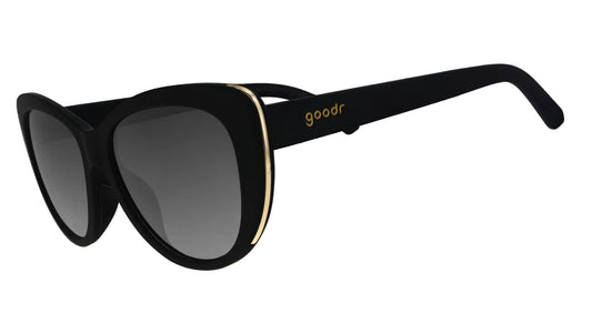 goodr It's Noir, Darling Polarized Sunglasses, Medium Sized (Glam G), Black Solid Frames with Black Gradient Lenses, Light Gold Accents, UV400