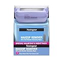 Neutrogena Day & Night Facial Cleansing Wipes, Makeup Remover Face Cleansing Towelettes & Night Calming Facial Cloths, 100% Plant Based Fibers Wipe