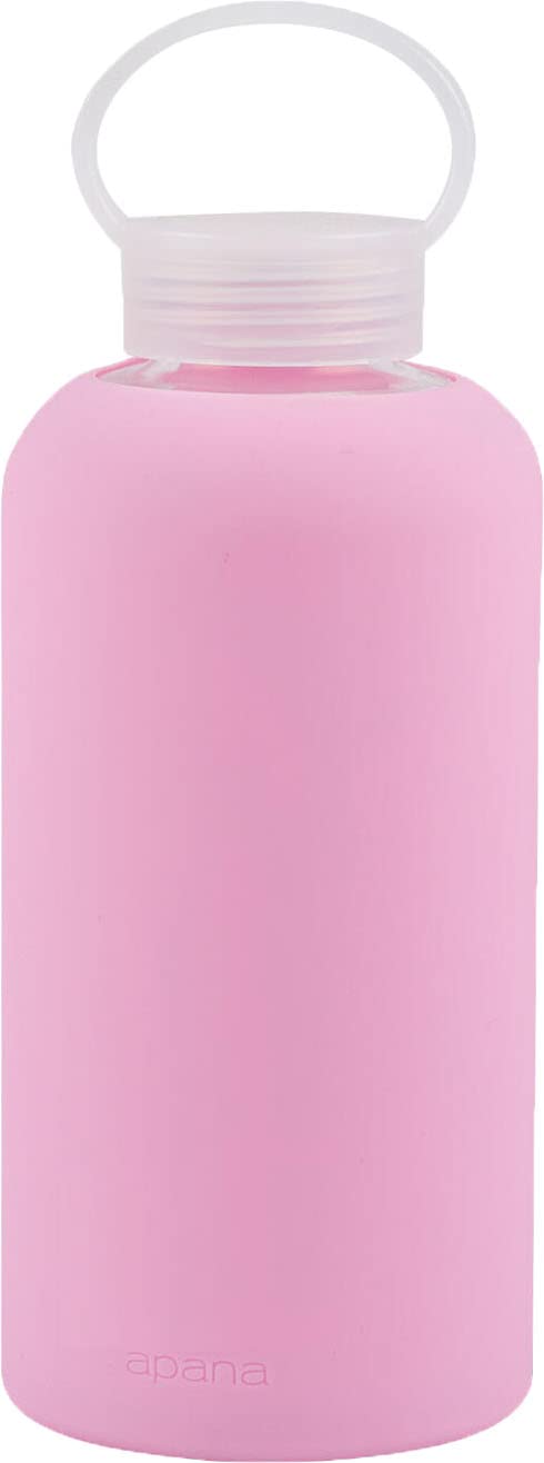 Apana Yoga Glass Water Bottles BPA Free Non Slip Sleeve Leak Proof Lid Reusable 32 Oz Sports Water Bottle Wide Mouth Lid Portable Hydration Tumbler