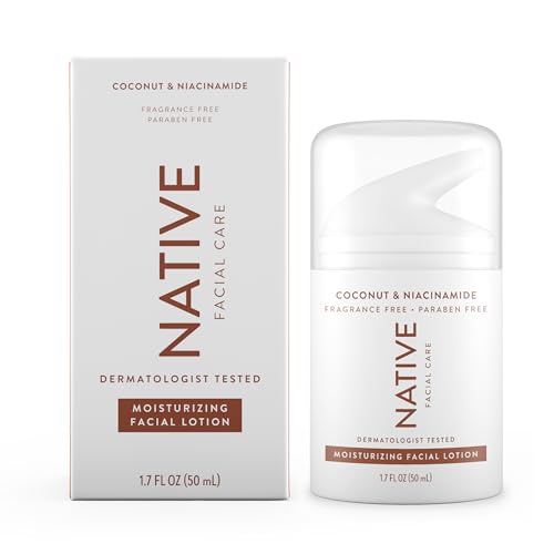 Native Moisturizing Daily Facial Moisturizer Gentle Face Lotion Hydrating Cream for Women and Men with Vitamin B3 & Coconut Lightweight Non Greasy