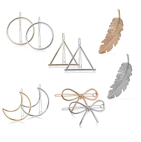 Drayas Minimalism Style Hair Clip for Women?Metal Hair Clips Geometric Patterns Hair Barrettes, Leaf Bowknot Hollow Round Triangle Moon hollow Hair