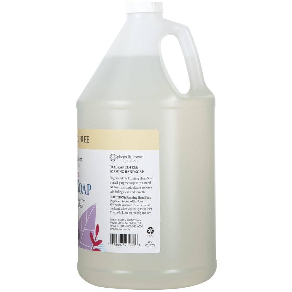 Ginger Lily Farms Botanicals All-Purpose Foaming Hand Soap Refill, Fragrance Free, 100% Vegan & Cruelty-Free, Unscented, 1 Gallon (Pack of 4) Beauty & Personal Care Ginger Lily Farms