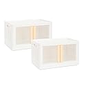 Folding and Stackable Container with Doors and Handles | Storage Container | Storage Organizer | Storage Totes | Trunk Organizer, 72 Liter, Set of 2…