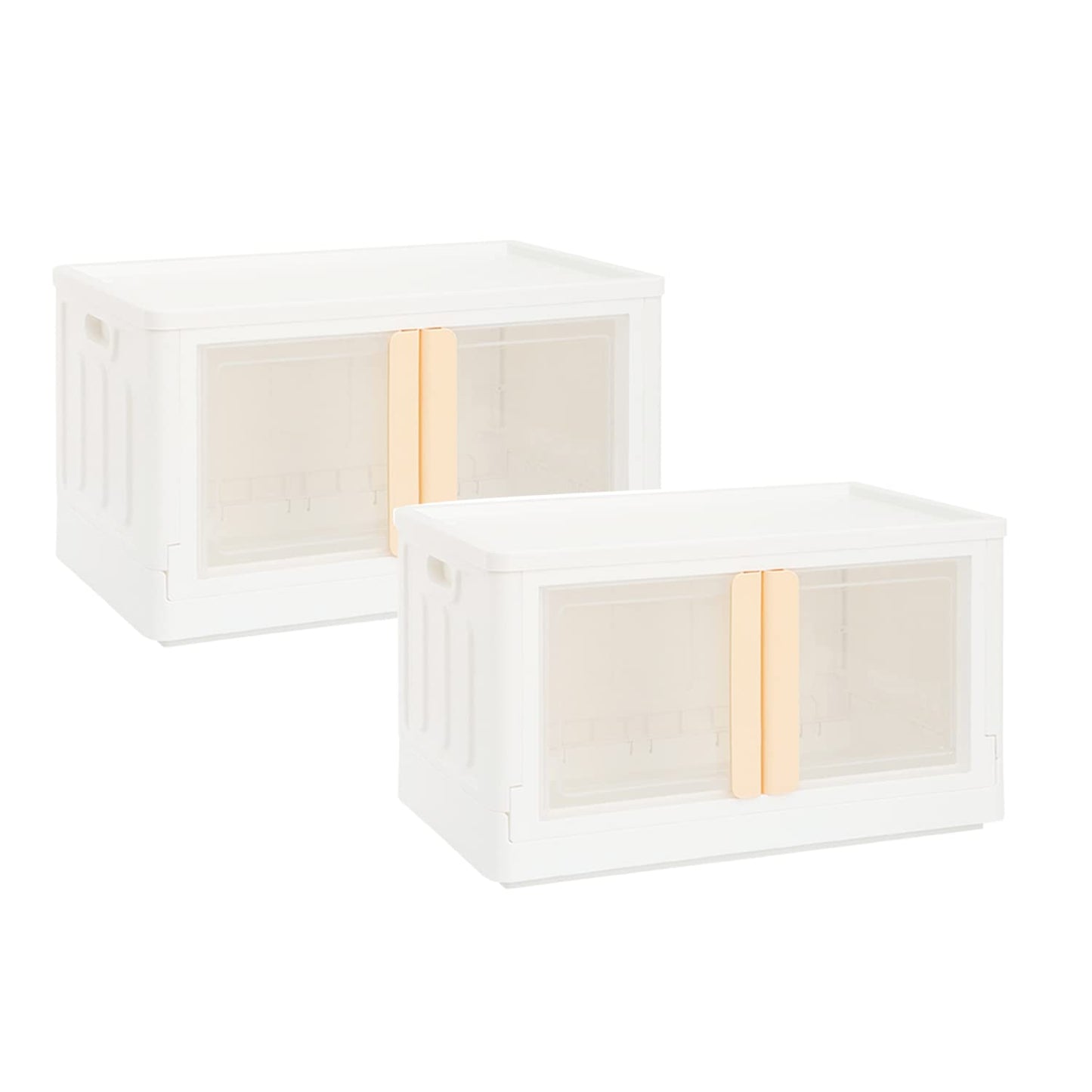 Folding and Stackable Container with Doors and Handles | Storage Container | Storage Organizer | Storage Totes | Trunk Organizer, 72 Liter, Set of 2…