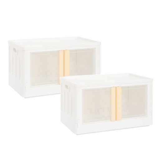 Folding and Stackable Container with Doors and Handles | Storage Container | Storage Organizer | Storage Totes | Trunk Organizer, 72 Liter, Set of 2…