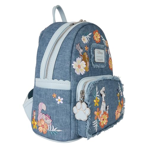 Loungefly Disney Dogs & Cats Faux Denim Fringe Mini Backpack