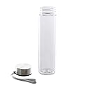 SIT MART 18 oz Clear Plastic Water Bottle with Stainless Steel Screw Cap and Carry Strap - Reusable Drinking Bottle for Travel, Gym, School, Office…