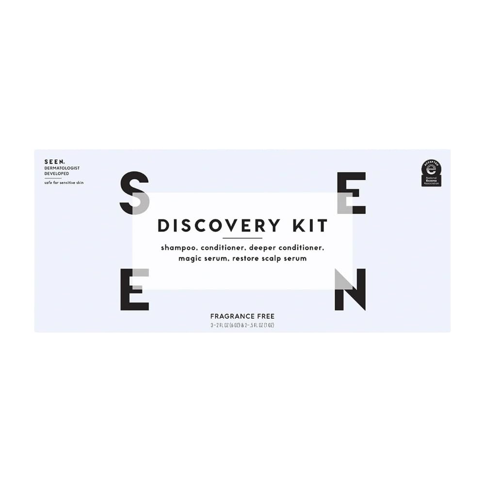 SEEN Discovery Kit - Fragrance Free - Non-Comedogenic Hair Set- Dermatologist-Developed - Safe for Sensitive, Eczema & Acne Prone Skin