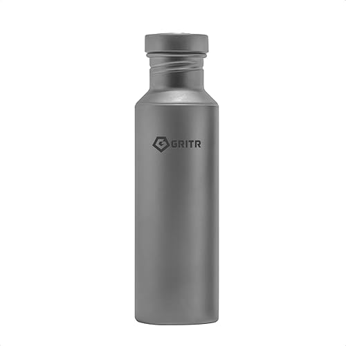 GRITR Titanium Sport Water Bottle 24 fl oz/700 ml w/Nylon Carrier | Ultralight Leakproof Reusable Outdoor Accessory for Traveling, Camping