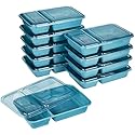 GoodCook Meal Prep Rectangle Two Compartment 20-Piece, Teal, Made without BPA