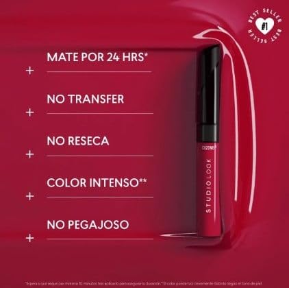 Cyzone Studio Look Intense Color Liquid Lipstick, Long-lasting, High Fixing, Color: Deep Red .20 oz (6ml)