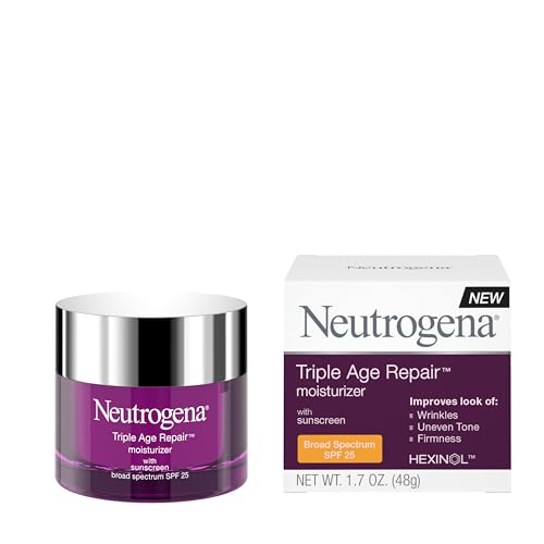Neutrogena Triple Age Repair Face Moisturizer - with Hexinol Technology & Vitamin C, Anti-Wrinkle Face Cream with SPF 25, Visibly Reduces Wrinkles