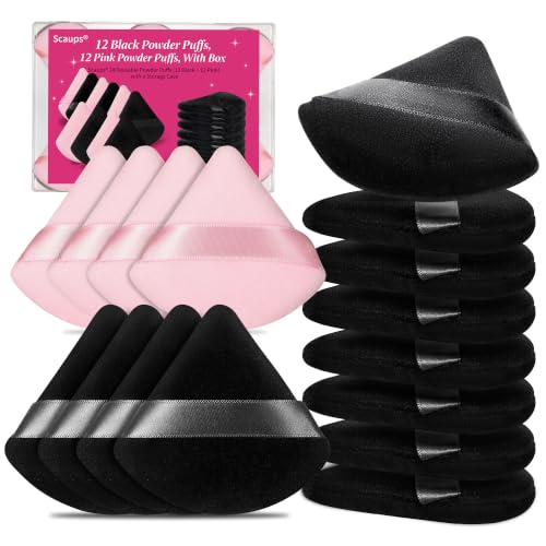 Scaups 24Pcs Black and Pink Powder Puff, Triangle Powder Puffs, Powder Puffs for Makeup and Cosmetic Foundation Beauty and Personal Care Scaups Default Title