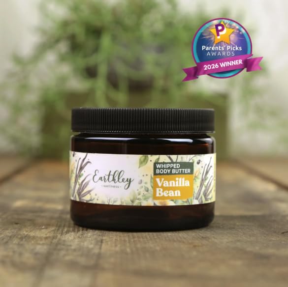 Earthley Wellness Whipped Body Butter Vanilla, Natural Body Butter with Mango Butter & Apricot Oil, Nourishing Skin Butter for Dry Skin