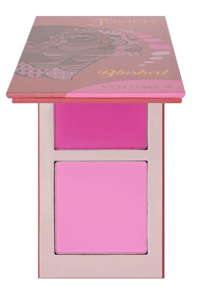 Juvia's Place Blushed Duo Blush Volume4 - Two Tone Pigmented Buildable Pressed Mineral Powder - Rosy Natural Cheeks Matte Fresh Finish for All Skin