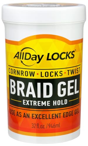 AllDay Locks Braid Gel Extreme Hold - Braiding Gel for Cornrows, Locks, & Twisting, Moisturizing Edge Control for Women and Men, Natural Formula