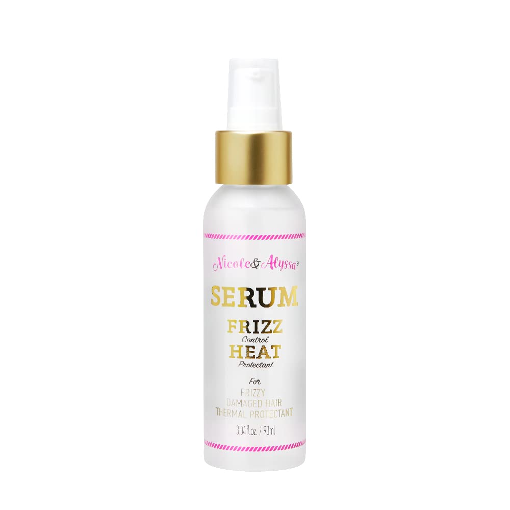 Nicole & Alyssa - Hair Serum for Frizzy, Dry, Damaged Hair, Frizz Control, Heat Protectant, Straightening, Shine, 3.04 fl oz (Pack of 1)