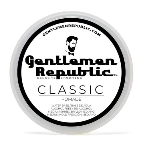 Gentlemen Republic Classic Pomade for Men - Water Based Pomade for Medium Hold & Shine, Premium Mens Hair Styling Products with No Beeswax - Ideal