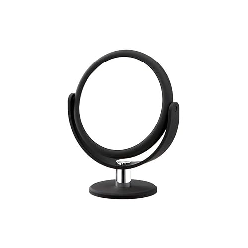 Danielle Creations 6.75-Inch Portable Two-Sided Vanity Round Vanity Makeup Mirror, No-Slip Soft Touch with 360 Rotation, 12x Magnification, Midnight