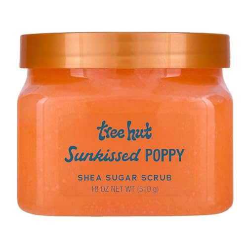 Tree Hut Sunkissed Poppy Shea Sugar Scrub, Exfoliating, Hydrating & Moisturizing Body Scrub with Shea Butter & Nourishing Essential Oils, Smooth