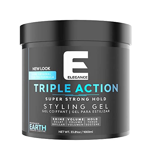 E Elegance Earth Fragrance Triple Action Hair Gel for Men And Women - Super Strong Hold, Extreme Volume, And Long Lasting Shine - Flake Free