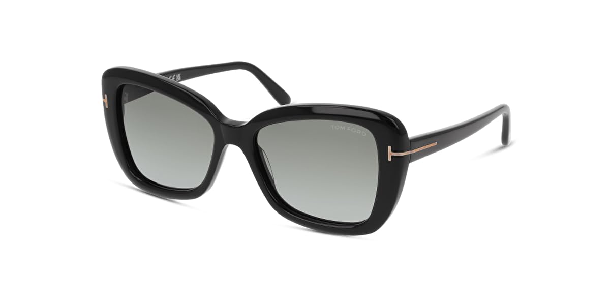 Sunglasses Tom Ford FT 1008 Maeve 01B Shiny Black,"t" Logo/Gradient Smoke Len