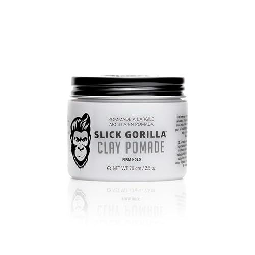 Slick Gorilla Clay Pomade for Men, 2.5 oz (75 ml), Firm Hold Hair Clay with Natural Matte Finish, Non-Greasy Men’s Hair Pomade for Textured, Wavy