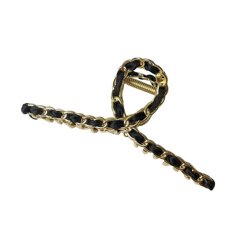 Black Braided Chain Hair Claw Jaw Comb Metal Hair Catch Barrette Ponytail Holder Hair Grips Hair Pins Hair Slide Stylish for Women Girl Hair Jewelry