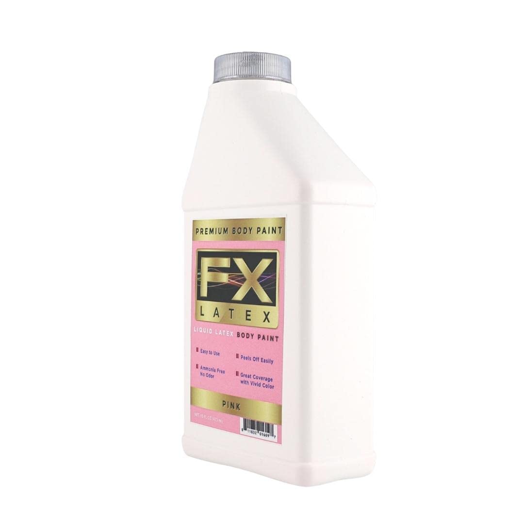 Liquid Latex - Face and Body Paint, Ammonia Free, Easy On and Off, Cosplay Makeup, Create Professional Monster, Zombie Arts 16 Oz (Pink)