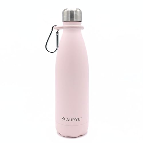 Auryu Best in Class Triple-Walled Insulated Stainless Steel Water Bottle with bonus handle included, Drinks Cold for 24h & Hot for 12h, Leak Proof