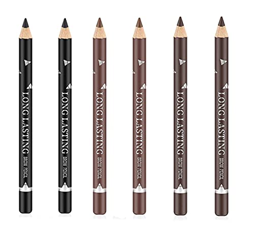 Go Ho 6 PCS Eyebrow Eye Liner Pencil Set,Easy to Color Sweatproof Eye Brow Pencil,Professional Long-lasting Eyeliner Gel Makeup Brow Tint Pen,3