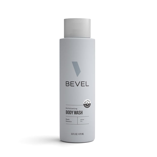 Bevel Exfoliating Body Wash for Men - Dark Cassis Scent with Charcoal and Argan Oil, 16 Oz (Packaging May Vary)
