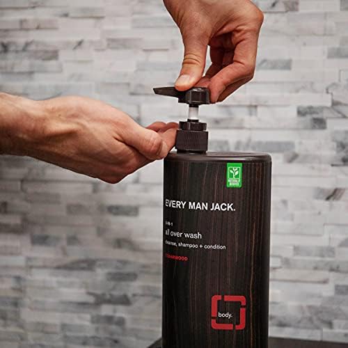 Every Man Jack 3-in-1 All Over Wash - Cedarwood |Twin Pack - 2 Bottles Included | Naturally Derived, Parabens-free, Pthalate-free, Dye-free